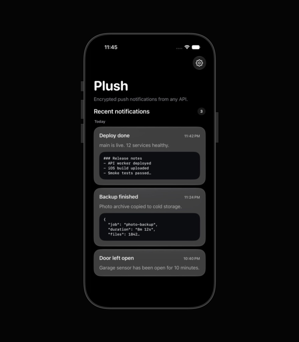 Aperçu des notifications Plush